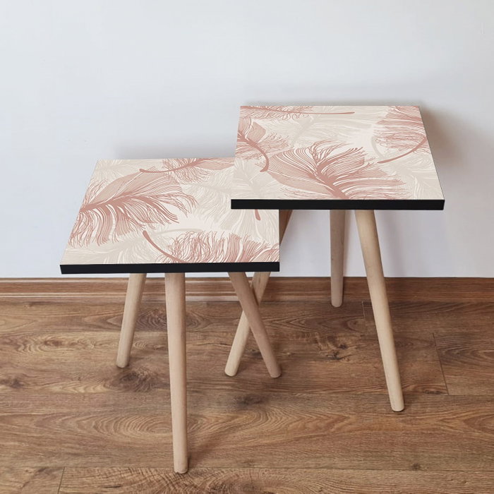 Hanah Home Mesas Nido de 2 Piezas, Beige y Rosa Hanah Home Mesas Nido de 2 Piezas, Beige y Rosa